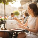 Πλεκτή τσάντα εκρού NERINA σε elegant café styling