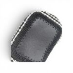 Δερμάτινος πάτος πλεκτής clutch τσάντας SIENNA σε ασπρόμαυρο μοτίβο