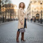 Πλεκτή clutch τσάντα SIENNA με trench coat σε urban εμφάνιση