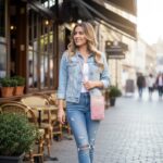 Πλεκτό τσαντάκι κινητού ELVA φορεμένο σε καθημερινό look