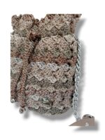 Λεπτομέρεια crochet πλέξης σε πλεκτό πουγκί SAVANA με γήινες αποχρώσεις