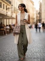 Πλεκτό πουγκί SAVANA φορεμένο σε καθημερινό city look