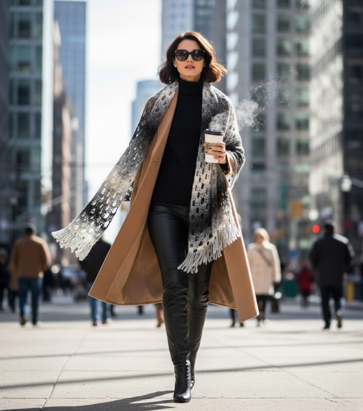 Πλεκτή γκρι ombre πασμίνα MIST σε urban look