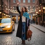 Πλεκτή εσάρπα NERIDA σε urban boho εμφάνιση πόλης