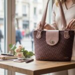 Πλεκτή τσάντα MELIA σε lifestyle λήψη με φυσικό φωτισμό