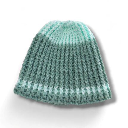 Χειροποίητο παιδικό πλεκτό σκουφάκι beanie OLIVER σε aqua και μέντα αποχρώσεις