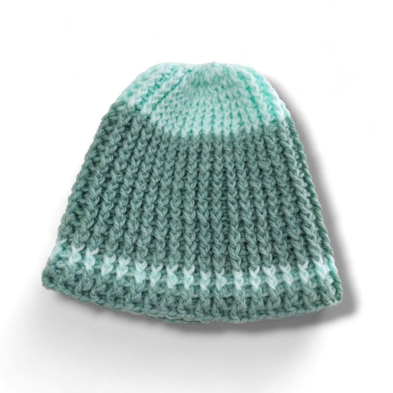 Χειροποίητο παιδικό πλεκτό σκουφάκι beanie OLIVER σε aqua και μέντα αποχρώσεις