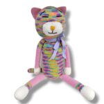 Χειροποίητο πλεκτό γατάκι amigurumi MEOW σε ζωηρές πολύχρωμες αποχρώσεις