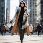 Πλεκτή γκρι ombre πασμίνα MIST σε χειμερινό look