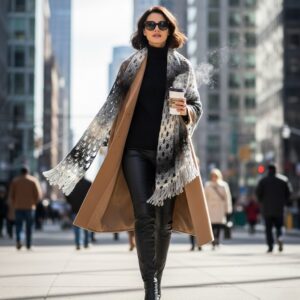 Πλεκτή γκρι ombre πασμίνα MIST σε χειμερινό look
