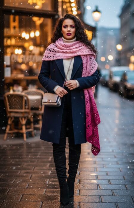 handmade-crochet-pashmina-velora-pink-ombre-model-winter