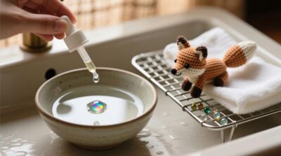 Τοπικός καθαρισμός amigurumi με απαλό απορρυπαντικό κατάλληλο για ευαίσθητα