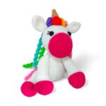 Χειροποίητος πλεκτός μονόκερος amigurumi FANTASIA με πολύχρωμη χαίτη