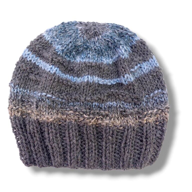 Ανδρικό πλεκτό beanie σκουφί MARCO σε γκρι και γαλάζιες αποχρώσεις